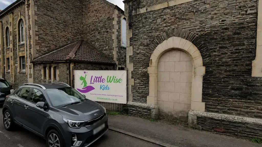 Gated side entrance to Little Wise Kids nursery on Newton Street, Bristol BS5